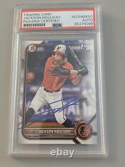 Jackson Holliday Signed Autographed 2022 Bowman Draft 1st Bowman Card PSA/DNA