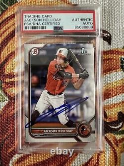 Jackson Holliday Signed Autographed 2022 Bowman Draft 1st Card Orioles PSA/DNA