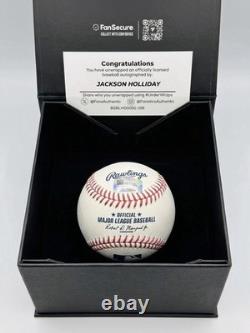 Jackson Holliday Signed Baseball Inscribed Let's Go O's Fanatics Under Wraps COA