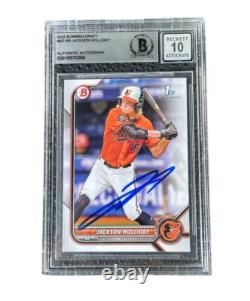 Jackson Holliday Signed Card Autographed'22 Bowman Draft 1st Bowman Card BGS 10