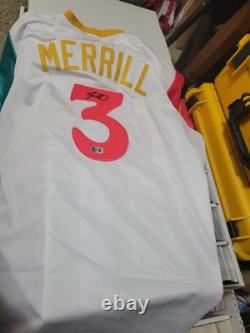 Jackson Merrill Signed Autographed Padres City Connect Jersey #3 Beckett COA