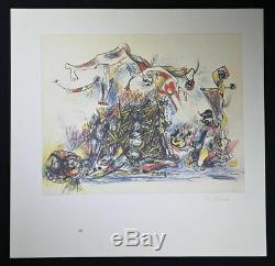 Jackson Pollock, Hand Signed Colorful Lithograph (pile of creatures), with COA
