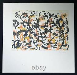 Jackson Pollock, Hand Signed Lithograph (black smudges with orange and yellow)