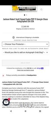 Jackson Robert Scott Signed Autographed Georgie Denbrough IT Funko JSA COA