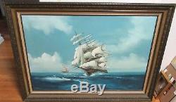 Jackson Sailing Ships Large Original Oil On Canvas Seascape Painting