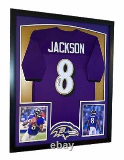 LAMAR JACKSON Autographed Signed Framed BALTIMORE RAVENS Jersey Memorabilia NFL