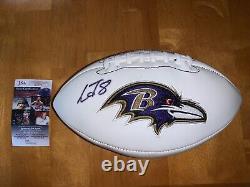 LAMAR JACKSON Signed Autographed Baltimore Ravens logo Football JSA COA FullSize