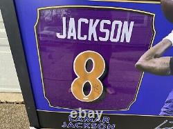 LAMAR JACKSON Signed/Autographed Custom Jersey in 35x43 Frame JSA COA football