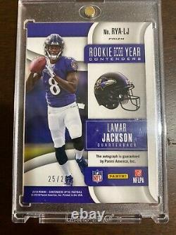 Lamar Jackson 2018 Optic Contenders Rookie Of The Year Auto Blue Prizm Rc 25/25