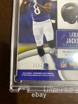 Lamar Jackson 2018 Optic Contenders Rookie Of The Year Auto Blue Prizm Rc 25/25