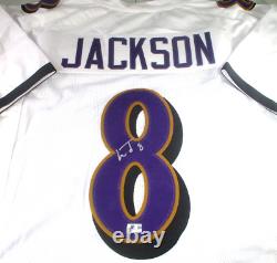 Lamar Jackson / Autographed Baltimore Ravens White Custom Football Jersey / COA