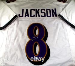 Lamar Jackson / Autographed Baltimore Ravens White Custom Football Jersey / COA