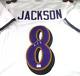 Lamar Jackson / Autographed Baltimore Ravens White Custom Football Jersey / COA