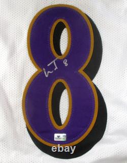 Lamar Jackson / Autographed Baltimore Ravens White Custom Football Jersey / COA