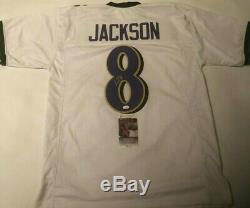 Lamar Jackson Autographed Baltimore Ravens White Jersey JSA COA