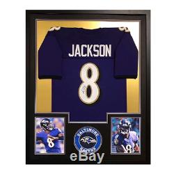 Lamar Jackson Autographed Custom-Framed Pro Edition Jersey Purple (JSA)