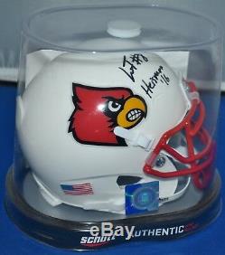 Lamar Jackson Autographed Louisville Cardinals Schutt Mini Helmet Heisman 16 Jsa