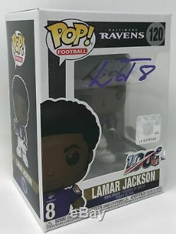 Lamar Jackson Autographed Signed Baltimore Ravens #120 Funko Pop JSA COA