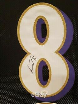Lamar Jackson Autographed Signed Custom Baltimore Ravens Jersey Framed Suede JSA