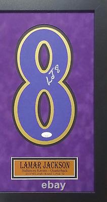 Lamar Jackson Baltimore Ravens Autograph Signed Purple Custom Framed Jersey Numb
