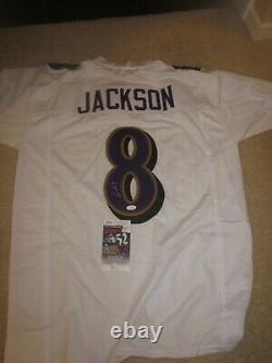 Lamar Jackson Baltimore Ravens Signed Autograph White Custom Jersey JSA Cert