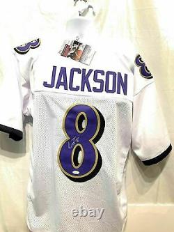 Lamar Jackson Baltimore Ravens Signed Autograph White Custom Jersey JSA Certifie