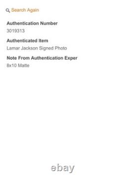 Lamar Jackson Baltimore Ravens Signed/Autographed 8xx10 Photo With COA