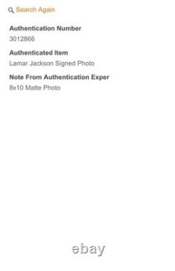 Lamar Jackson Baltimore Ravens Signed/Autographed 8xx10 Photo With COA