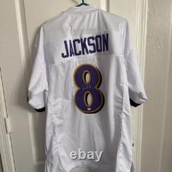 Lamar Jackson Baltimore Ravens Signed Autographed White XL Jersey WithCOA