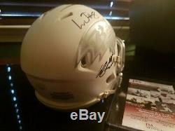 Lamar Jackson Gus Edwards Auto Signed Ice Ravens Football Mini Helmet Jsa Coa