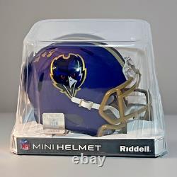 Lamar Jackson Signed Autograph Ravens 2024 Alternate Style Mini Helmet GAI COA