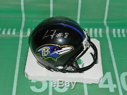 Lamar Jackson Signed Autographed Baltimore Ravens Riddell Style Mini Helmet COA