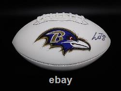 Lamar Jackson Signed Autographed Baltimore Ravens White Panel Football JSA COA