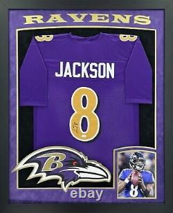 Lamar Jackson Signed Autographed Ravens Jersey Custom Framed JSA COA