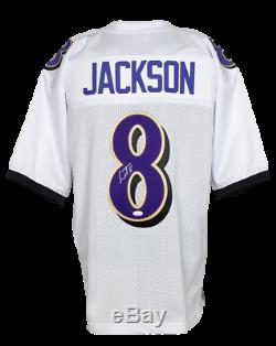 Lamar Jackson Signed Custom White Pro-Style Football Jersey JSA
