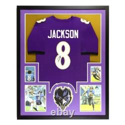 Lamar Jackson Signed Framed Baltimore Ravens Jersey Autographed JSA COA