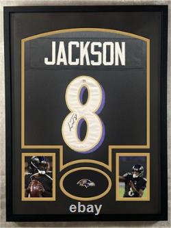 Lamar Jackson Signed Jersey Framed With PSA COA Baltimore Ravens Black Auto