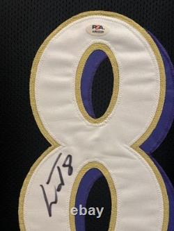 Lamar Jackson Signed Jersey Framed With PSA COA Baltimore Ravens Black Auto