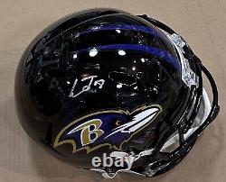 Lamar Jackson Signed Riddell Speed Baltimore Ravens FS Helmet Auto JSA COA MVP