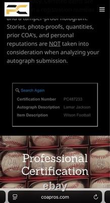 Lamar Jackson Signed Wilson Football Baltimore Ravens Autographed With COA