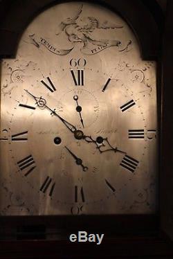 Longcase clock George III mahogany case silver dial signed Jackson Bristol d1798