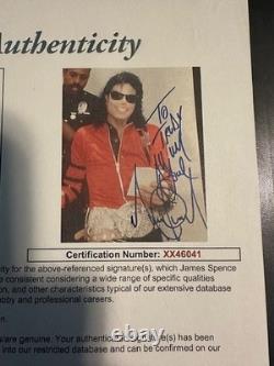 MICHAEL JACKSON AUTOGRAPHED SIGNED 8X10 PHOTO JSA FULL LETTER RARE King Of Pop