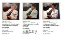 MICHAEL JACKSON AUTOGRAPHED SIGNED THRILLER LP AND LARGE SHEET withBECKETT LOA