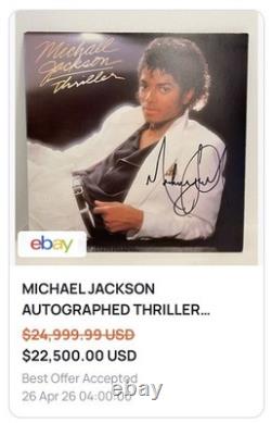 MICHAEL JACKSON AUTOGRAPHED SIGNED THRILLER LP AND LARGE SHEET withBECKETT LOA