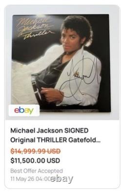 MICHAEL JACKSON AUTOGRAPHED SIGNED THRILLER LP AND LARGE SHEET withBECKETT LOA