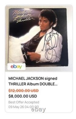 MICHAEL JACKSON AUTOGRAPHED SIGNED THRILLER LP AND LARGE SHEET withBECKETT LOA