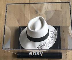 MICHAEL JACKSON King Of Pop Genuine Hand Signed White Fedora Hat Wardrobe COAs