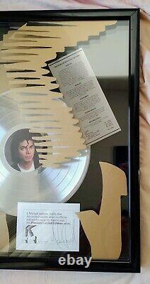 MICHAEL JACKSON Signed Artist Of The Decade MJ Platinum Record Award Non-RIAA