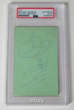 MICHAEL JACKSON Signed Autograph Auto 3x5 Index Card Cut Slab PSA JSA
