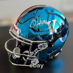 Mahomes and Bo Jackson autographed chrome Flex Helmet Half Chiefs Royals Beckett